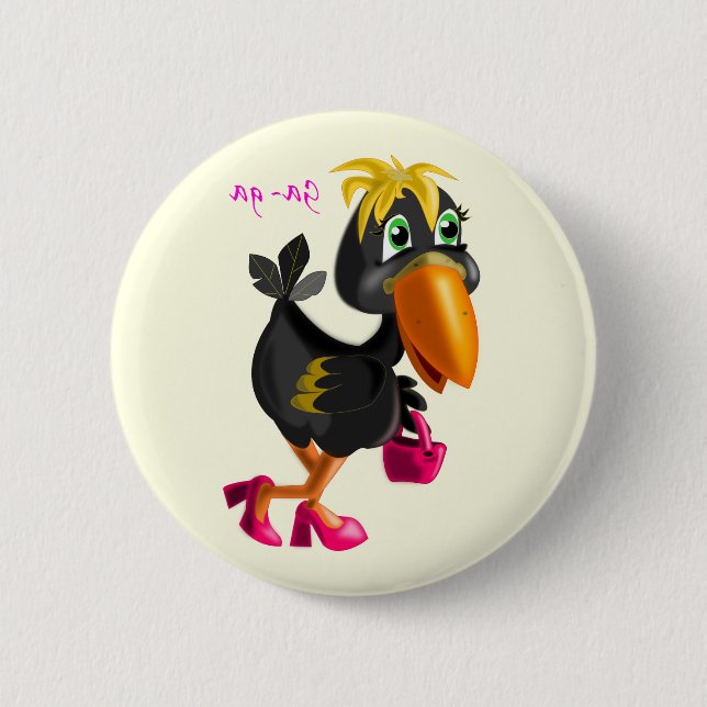 Modern Bird Button Fun - Your Colors - Text (Front)