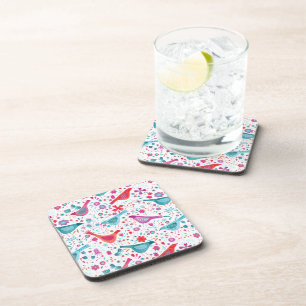 Modern Bird Floral Watercolor Beverage Coaster