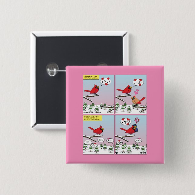 Modern Bird Mating Calls Comic Button (Front & Back)