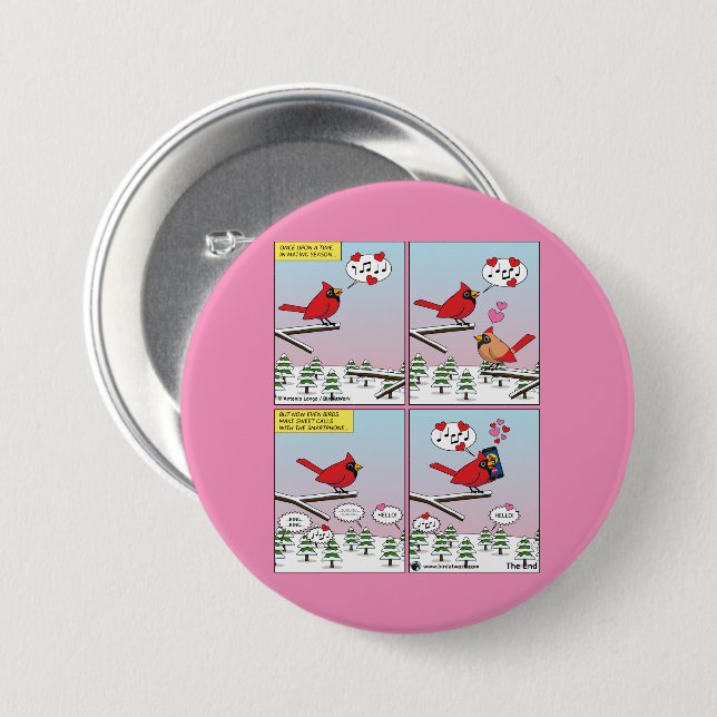 Modern Bird Mating Calls Comic Button (Front & Back)