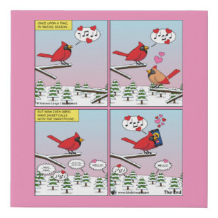 Modern Bird Mating Calls Comic Faux Canvas Print