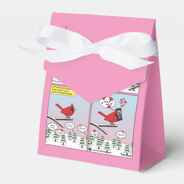 Modern Bird Mating Calls Comic Favor Boxes (Front Side)