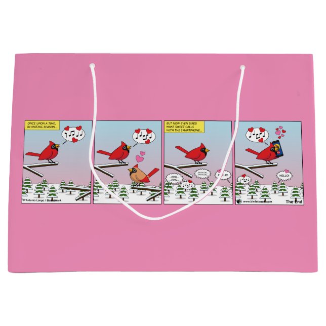 Modern Bird Mating Calls Comic Large Gift Bag (Front)