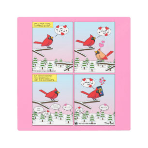 Modern Bird Mating Calls Comic Metal Print