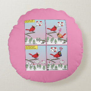 Modern Bird Mating Calls Comic Round Pillow