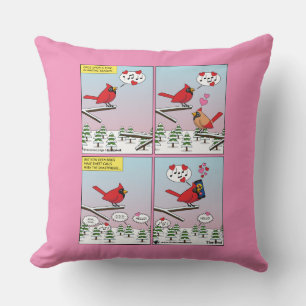 Modern Bird Mating Calls Comic Throw Pillow
