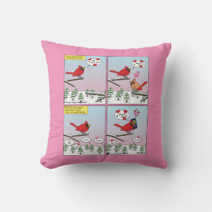 Modern Bird Mating Calls Comic Throw Pillow