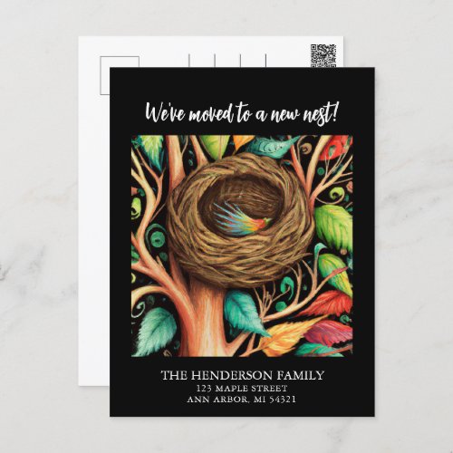 Modern Bird Nest New Home Moving Announcement Postcard