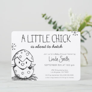 Modern Bird Sketch Gender Neutral Baby Shower Invitation