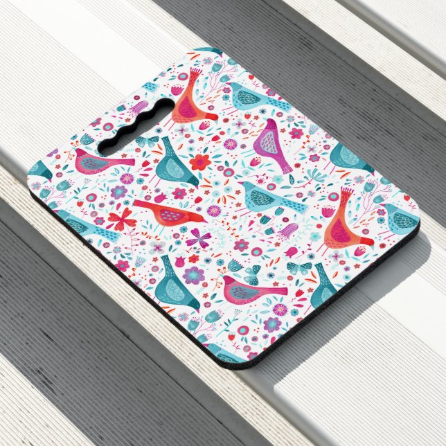 Modern Bird Watercolor Seat Cushion (In Situ)