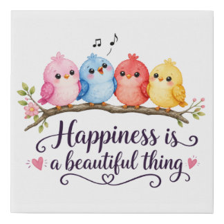 Modern Birds Happiness Is Faux Wrapped Canvas