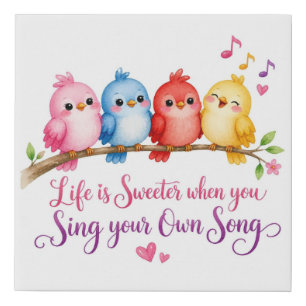 Modern Birds Life is Sweeter Faux Wrapped Canvas