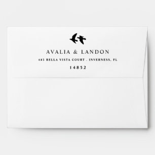 Modern Birds of a Feather Wedding Pre-Addressed Envelope