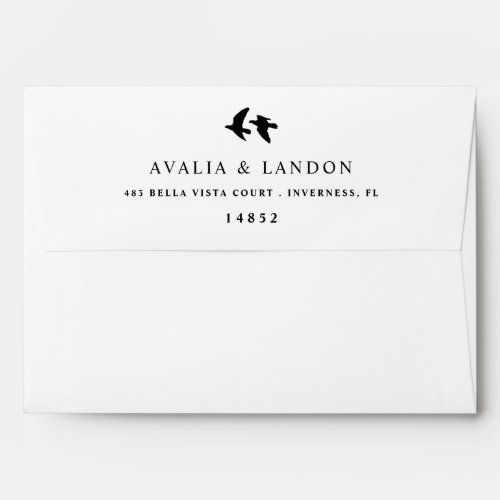 Modern Birds of a Feather Wedding Pre_Addressed Envelope