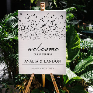 Modern Birds of a Feather Wedding Welcome Foam Board