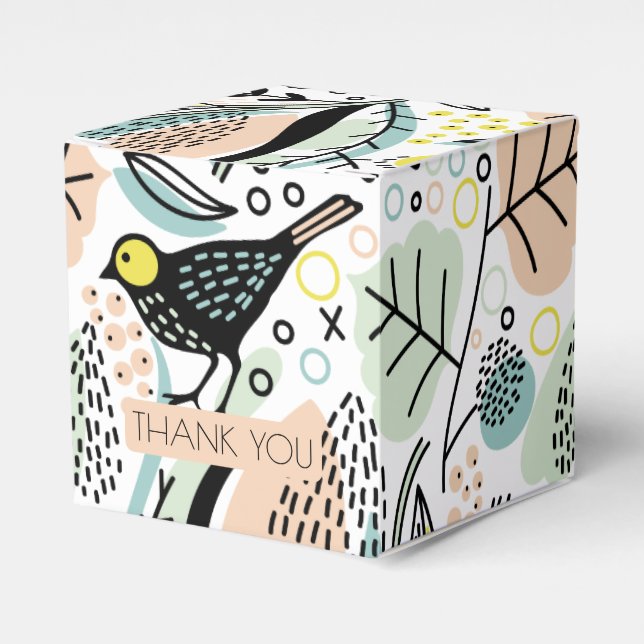 Modern Birds Personalized Favor Boxes (Front Side)