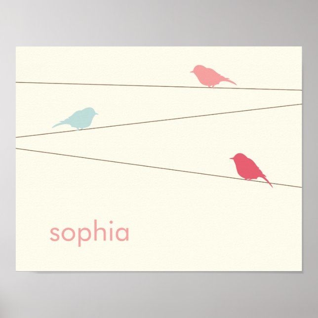 Modern Birds Personalized Kids Wall Art (Front)