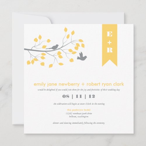 Modern Birds Wedding Invitation