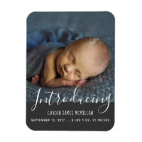 Modern Birth Announcement Photo Magnet