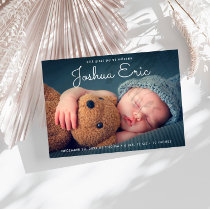 Modern birth announcement photo overlay postcard