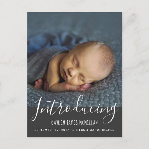 Modern Birth Announcement Photo Postcard