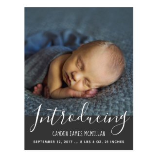 Modern Birth Announcement Photo Postcard