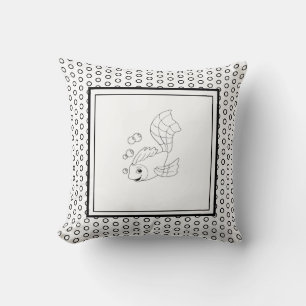 Modern Birth Baby Boy for Kids Fish Throw Pillow