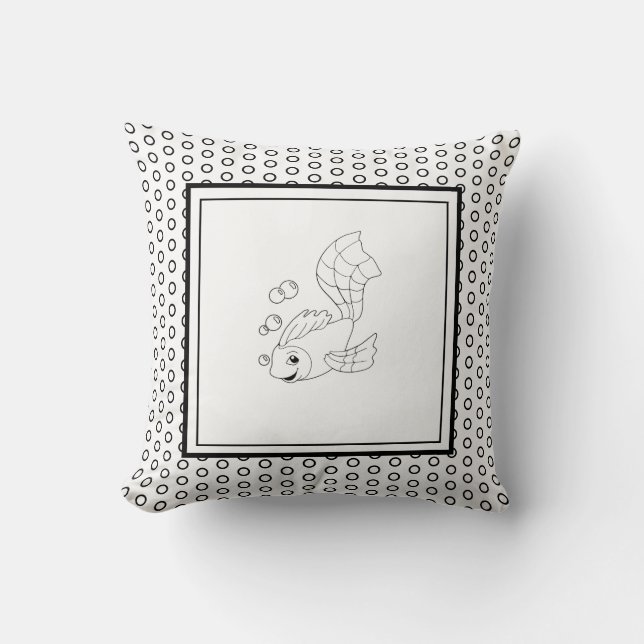Modern Birth Baby Boy for Kids Fish Throw Pillow (Front)