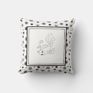 Modern Birth Baby Boy for Kids Fish Throw Pillow