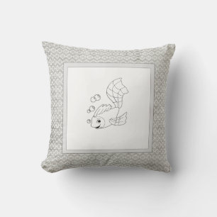 Modern Birth Baby Boy for Kids Fish Throw Pillow
