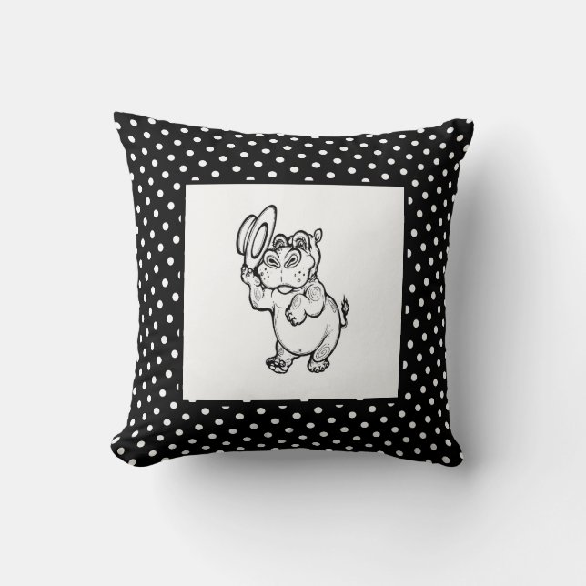 Modern Birth Baby Boy for Kids Hippopotamus Polka Throw Pillow (Front)