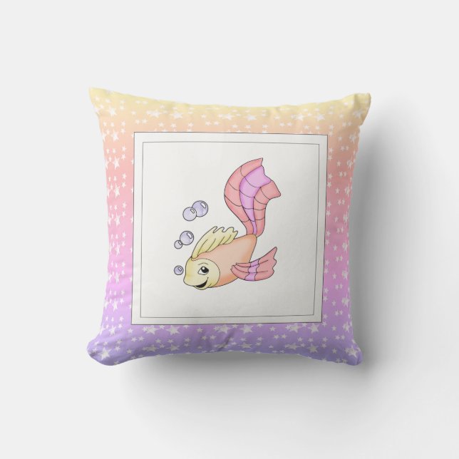 Modern Birth Baby for Kids Fish Pink Throw Pillow (Front)