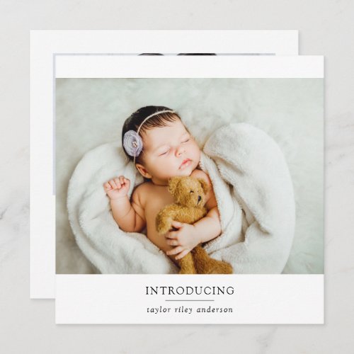 Modern Birth Stats New Baby Photo Thank You Card