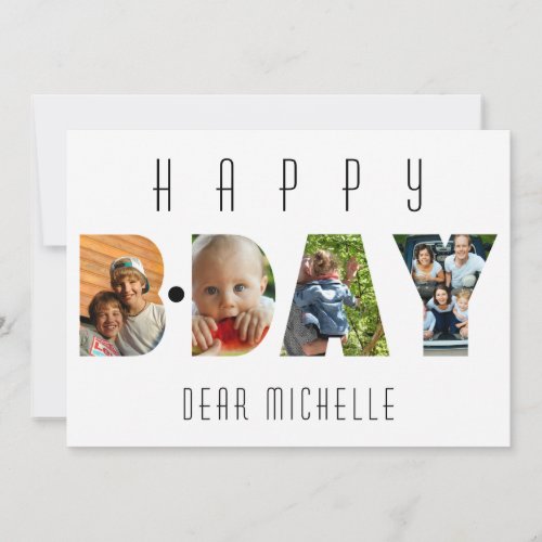Modern Birthday 4 Photo Collage Personalized Cad
