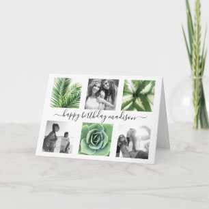 Modern birthday 6 photo collage  card