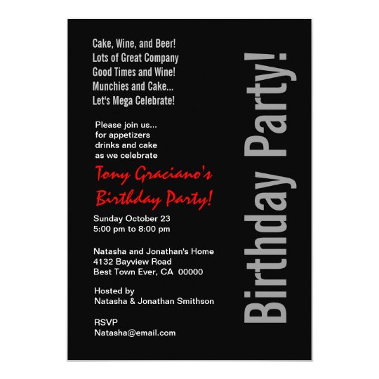 Modern Birthday Black White Red Template
