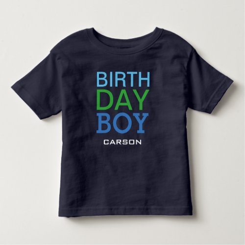 Modern Birthday Boy Navy Blue Name Age Number Toddler T_shirt