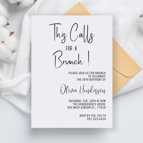 Modern Birthday Brunch Simple Minimal Brunch Party Invitation