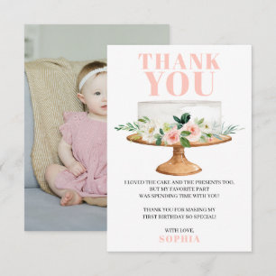 Modern Birthday Cake First Birthday Thank You Card