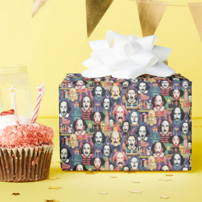 Modern Birthday Colorful Pattern Shakespeare Wrapping Paper