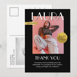 Modern Birthday Custom Magazine Cover Thank You Card