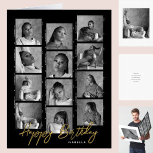 Modern Birthday Custom Photo Collage Film Large Card