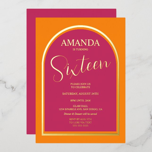 Modern Birthday for Any Age Invitation Foil Invitation (Front/Back)