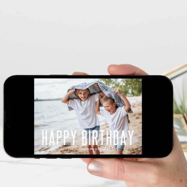 Modern Birthday | Fun Photo Lovely Stylish Cute Card (Front Digital)
