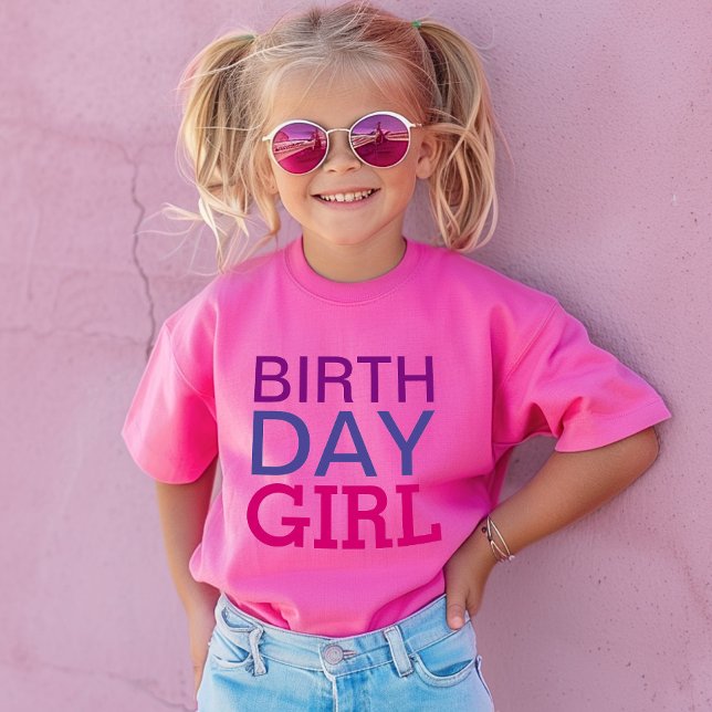 Modern Birthday Girl Hot Pink Custom Age Number T-Shirt (Creator Uploaded)
