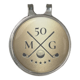 Modern Birthday Golf Monogram Gold 40th 50th 60 Hat Clip