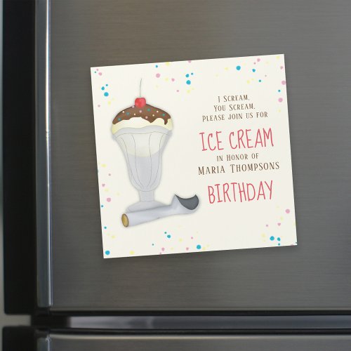 Modern Birthday Ice Cream Simple Whimsical Magnet