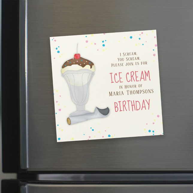 Modern Birthday Ice Cream Simple Whimsical Magnet (Creator Uploaded)