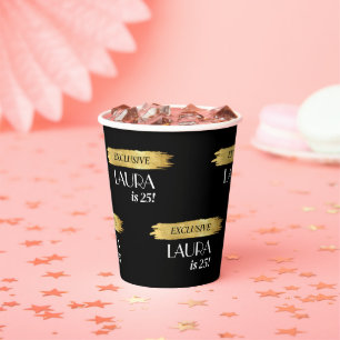 Modern Birthday Magazine Cover Black Gold Paper Cups