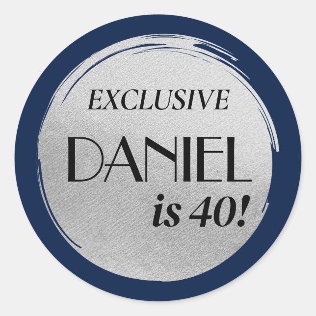 Modern Birthday Magazine Cover Blue Silver Classic Round Sticker (Front)
